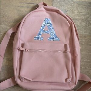Liberty of London Pink Backpack with Blue Floral Initial A